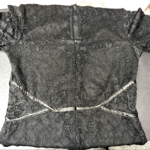 SOCIAL STORIES black bodycon allover lace long sleeve dress mid length sizeL NWT - Picture 7 of 9